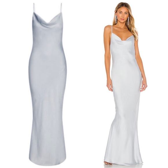 Shona Joy Bias Cowl Strappy Slip Maxi Dress Size 6 NWT Cloud